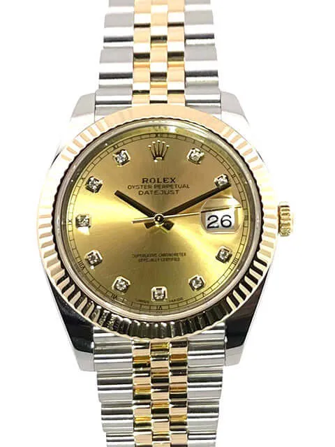 Rolex Datejust 41 Edelstahl Gelbgold 126333 Champagner Diamant Jubile-Band