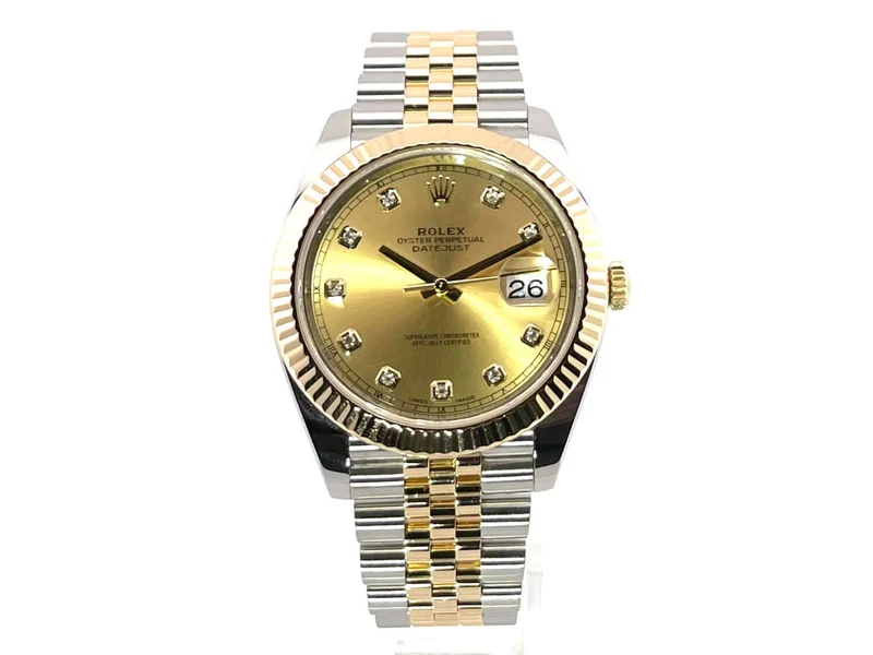 Rolex Datejust 41 Edelstahl Gelbgold 126333 Champagner Diamant Jubile-Band