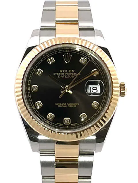 Rolex Datejust 41 Edelstahl Gelbgold 126333 Schwarz DIA Oyster-Band aus 2016