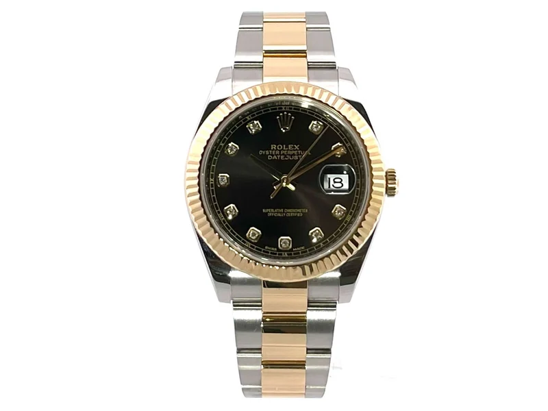 Rolex Datejust 41 Edelstahl Gelbgold 126333 Schwarz DIA Oyster-Band aus 2016