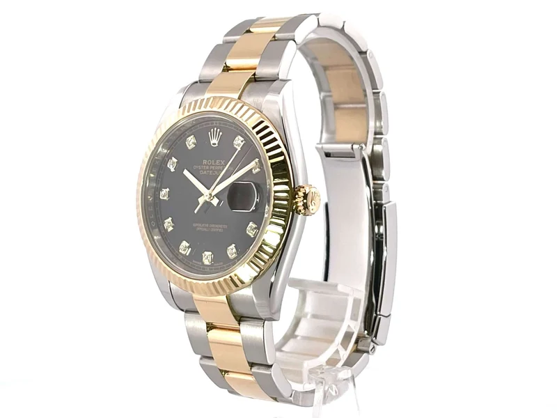 Rolex Datejust 41 Edelstahl Gelbgold 126333 Schwarz DIA Oyster-Band aus 2016