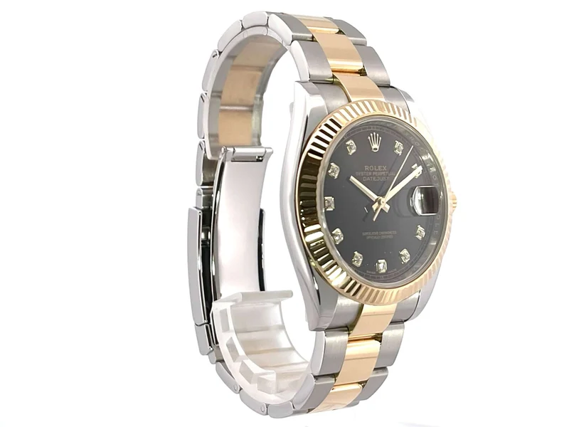 Rolex Datejust 41 Edelstahl Gelbgold 126333 Schwarz DIA Oyster-Band aus 2016