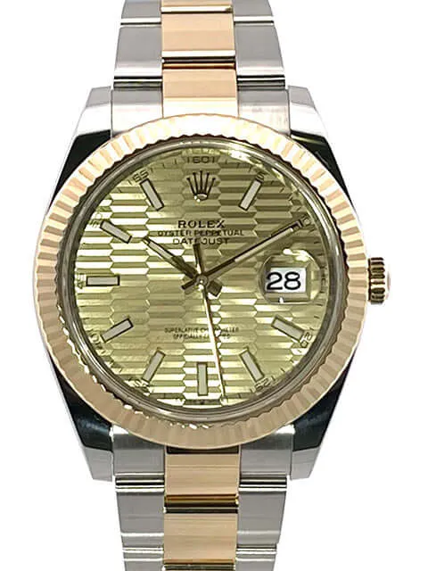 Rolex Datejust 41 Edelstahl Gelbgold 126333 Golden Riffelmuster