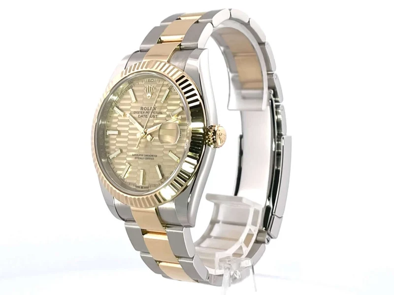 Rolex Datejust 41 Edelstahl Gelbgold 126333 Golden Riffelmuster