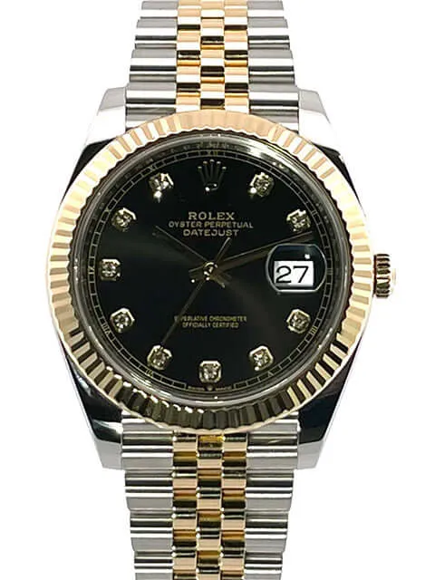 Rolex Datejust 41 Edelstahl Gelbgold 126333 Schwarz DIA Jubile-Band