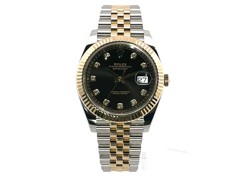 Rolex Datejust 41 Edelstahl Gelbgold 126333 Schwarz DIA Jubile-Band
