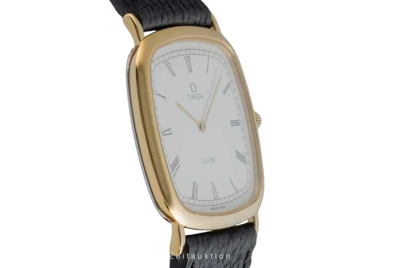 Omega De Ville gilt-brass quartz men's watch 195.0077 Vintage [2600140]