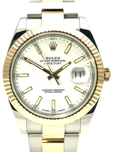 Rolex Datejust 41 Edelstahl Gelbgold 126333 Weiß aus 2017