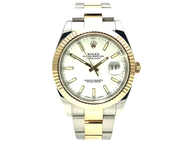Rolex Datejust 41 Edelstahl Gelbgold 126333 Weiß aus 2017
