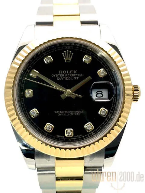 Rolex Datejust 41 Edelstahl Gelbgold 126333 Schwarz Diamant Oyster-Band aus 2016