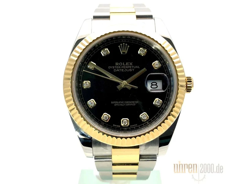 Rolex Datejust 41 Edelstahl Gelbgold 126333 Schwarz Diamant Oyster-Band aus 2016