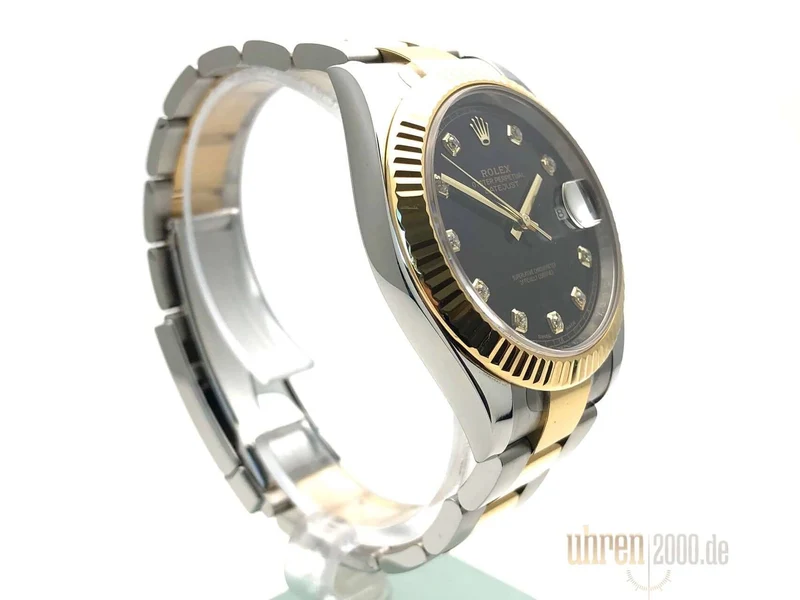 Rolex Datejust 41 Edelstahl Gelbgold 126333 Schwarz Diamant Oyster-Band aus 2016