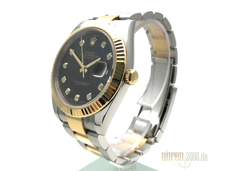 Rolex Datejust 41 Edelstahl Gelbgold 126333 Schwarz Diamant Oyster-Band aus 2016