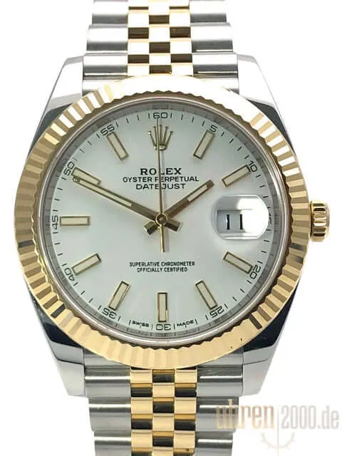 Rolex Datejust 41 Edelstahl Gelbgold 126333 Weiß Jubile-Band aus 2017