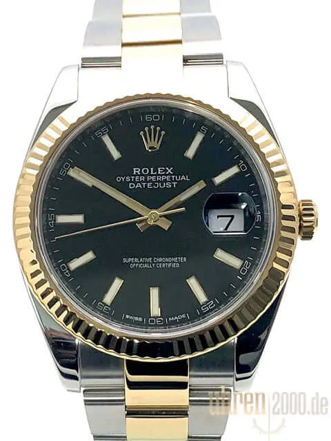 Rolex Datejust 41 Edelstahl Gelbgold 126333 Schwarz aus 2016