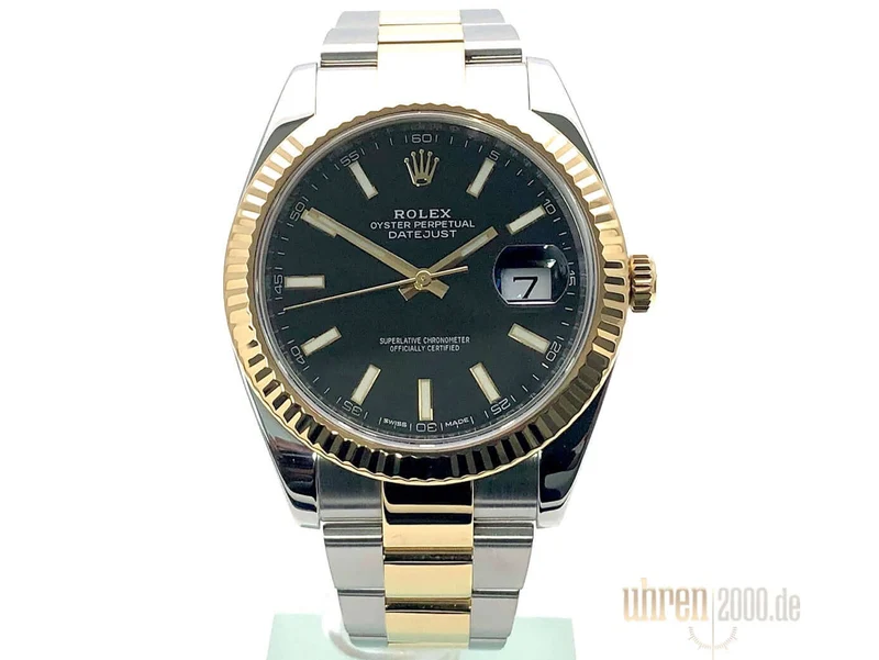 Rolex Datejust 41 Edelstahl Gelbgold 126333 Schwarz aus 2016