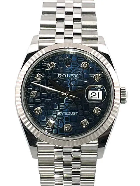 Rolex Datejust 36 Oystersteel Weißgold 126234 Blau J Diamant Jubile-Band LC100