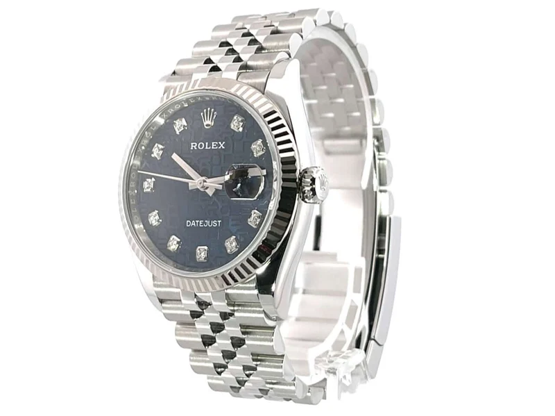 Rolex Datejust 36 Oystersteel Weißgold 126234 Blau J Diamant Jubile-Band LC100