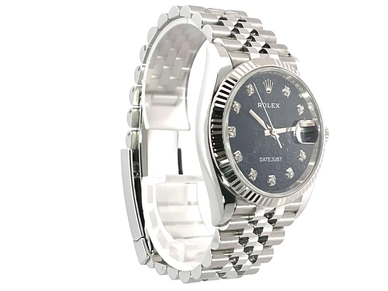 Rolex Datejust 36 Oystersteel Weißgold 126234 Blau J Diamant Jubile-Band LC100