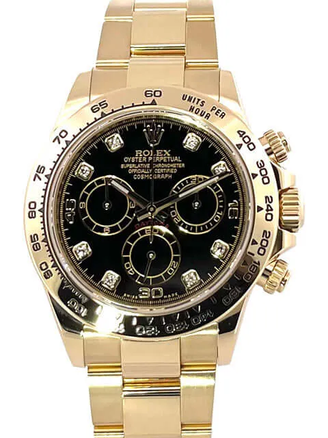 Rolex Cosmograph Daytona Gelbgold 116508 Schwarz Diamant