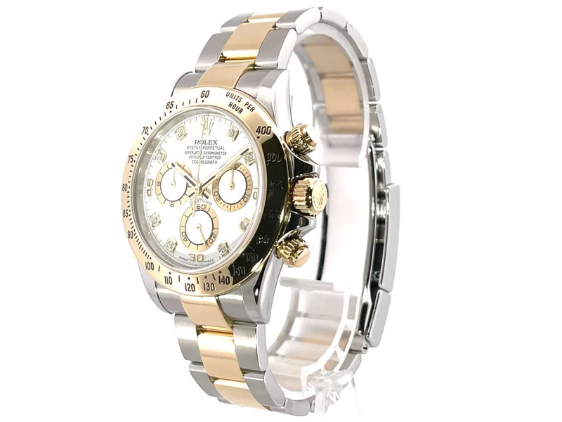 Rolex Daytona Cosmograph 116523 Weiß Diamant aus 2014 Service 2019