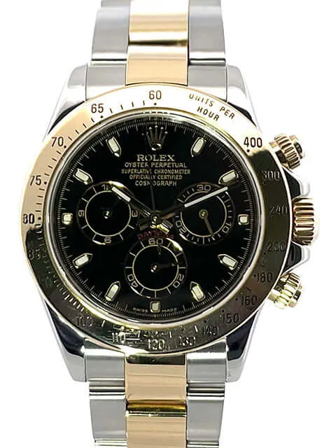 Rolex Daytona Edelstahl - Gelbgold 116523 Schwarz aus 2008 M-Serie