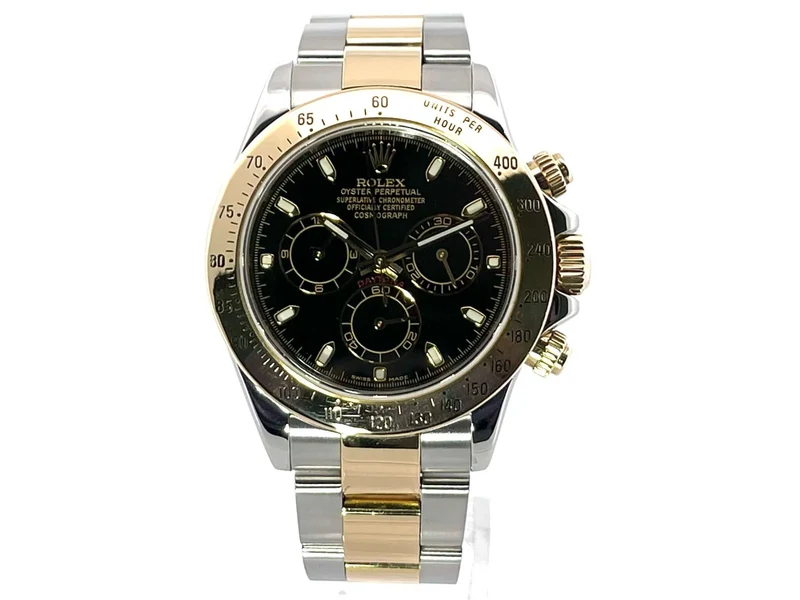 Rolex Daytona Edelstahl - Gelbgold 116523 Schwarz aus 2008 M-Serie