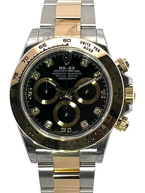 Rolex Daytona Edelstahl - Gelbgold 116503 Schwarz Diamant verklebt