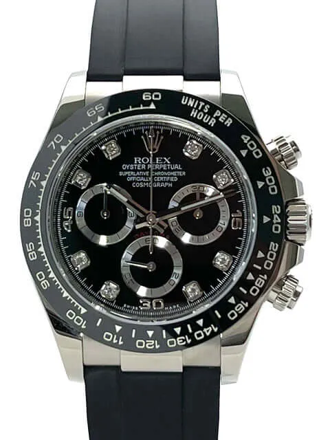 Rolex Daytona 116519LN Weißgold Oysterflex Schwarz Diamant