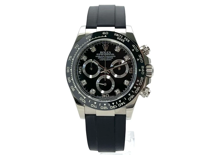 Rolex Daytona 116519LN Weißgold Oysterflex Schwarz Diamant