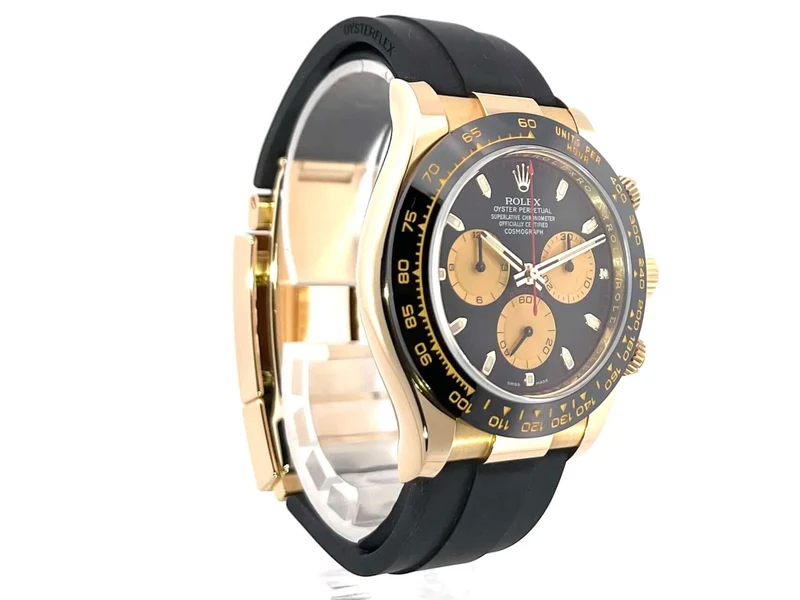 Rolex Daytona 116518LN Gelbgold Oysterflex Schwarz Champagner