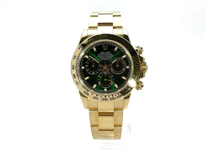 Rolex Daytona Gelbgold 116508 grünes aftermarket Zifferblatt 2017 LC100
