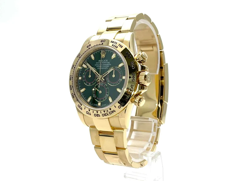 Rolex Daytona Gelbgold 116508 grünes aftermarket Zifferblatt 2017 LC100