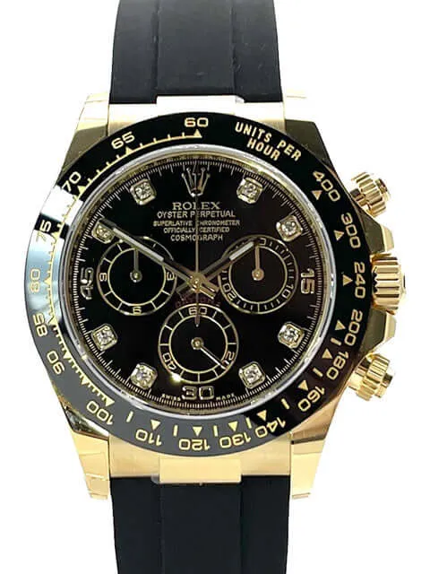 Rolex Daytona 116518LN Gelbgold Oysterflex Schwarz Diamant verklebt aus 2021