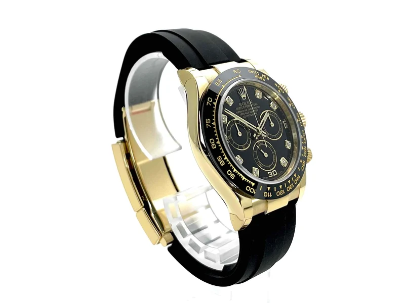 Rolex Daytona 116518LN Gelbgold Oysterflex Schwarz Diamant verklebt aus 2021