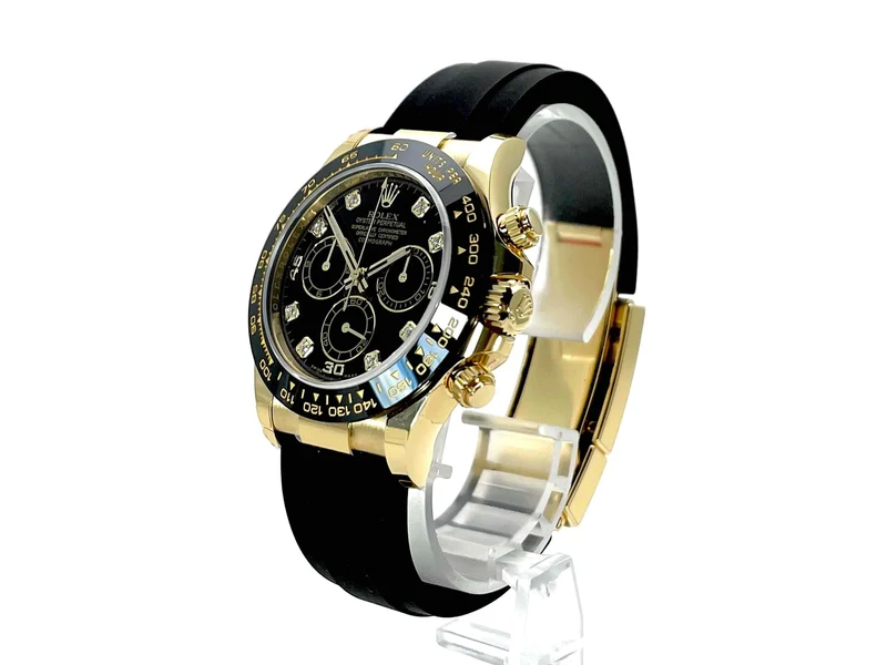 Rolex Daytona 116518LN Gelbgold Oysterflex Schwarz Diamant verklebt aus 2021