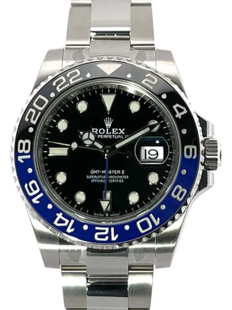 Rolex GMT Master II Edelstahl 126710BLNR Oyster-Band 12-2021 verklebt