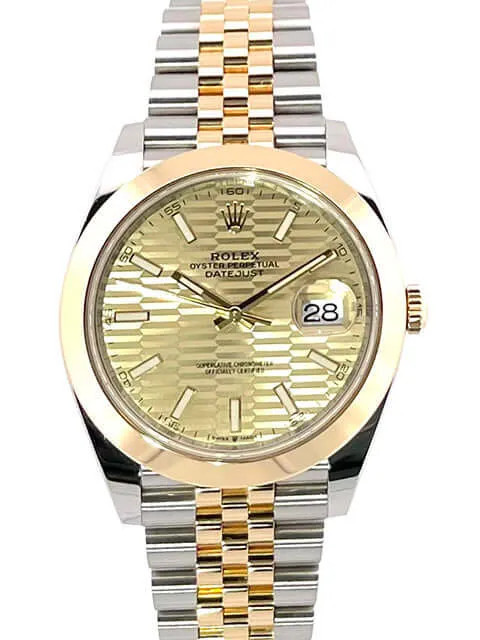 Rolex Datejust 41 Edelstahl Gelbgold 126303 golden Riffelmuster Jubile-Band