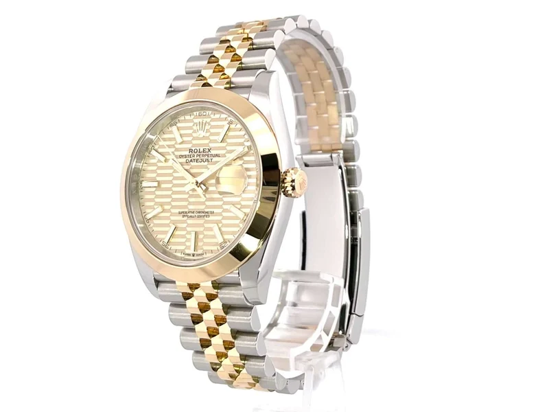 Rolex Datejust 41 Edelstahl Gelbgold 126303 golden Riffelmuster Jubile-Band