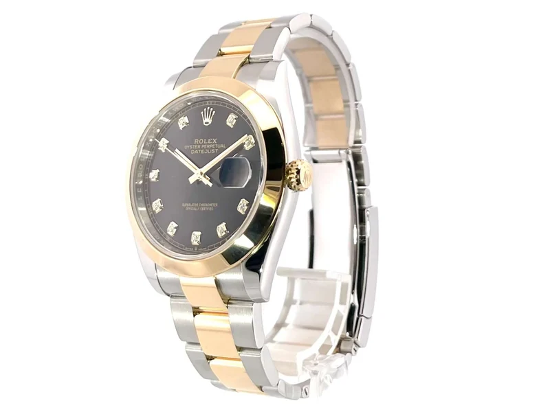 Rolex Datejust 41 Edelstahl Gelbgold 126303 Schwarz Diamant