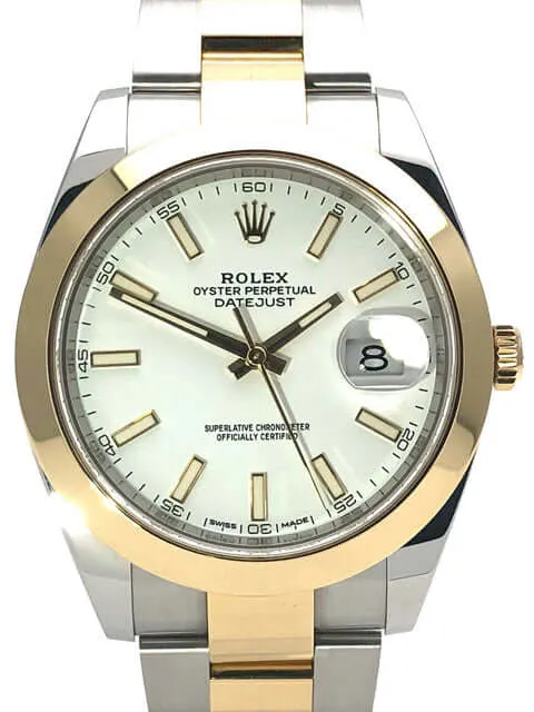 Rolex Datejust 41 Edelstahl Gelbgold 126303 Weiß aus 2018 LC100