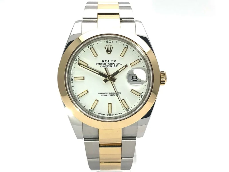 Rolex Datejust 41 Edelstahl Gelbgold 126303 Weiß aus 2018 LC100