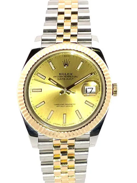 Rolex Datejust 41 Edelstahl Gelbgold 126333 Champagner Jubile-Band