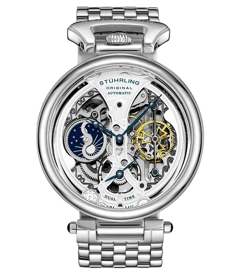 Stührling Emperor's Grandeur 4003 Dual Time Automatic 46mm Skeleton