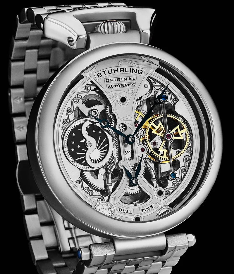 Stührling Emperor's Grandeur 4003 Dual Time Automatic 46mm Skeleton