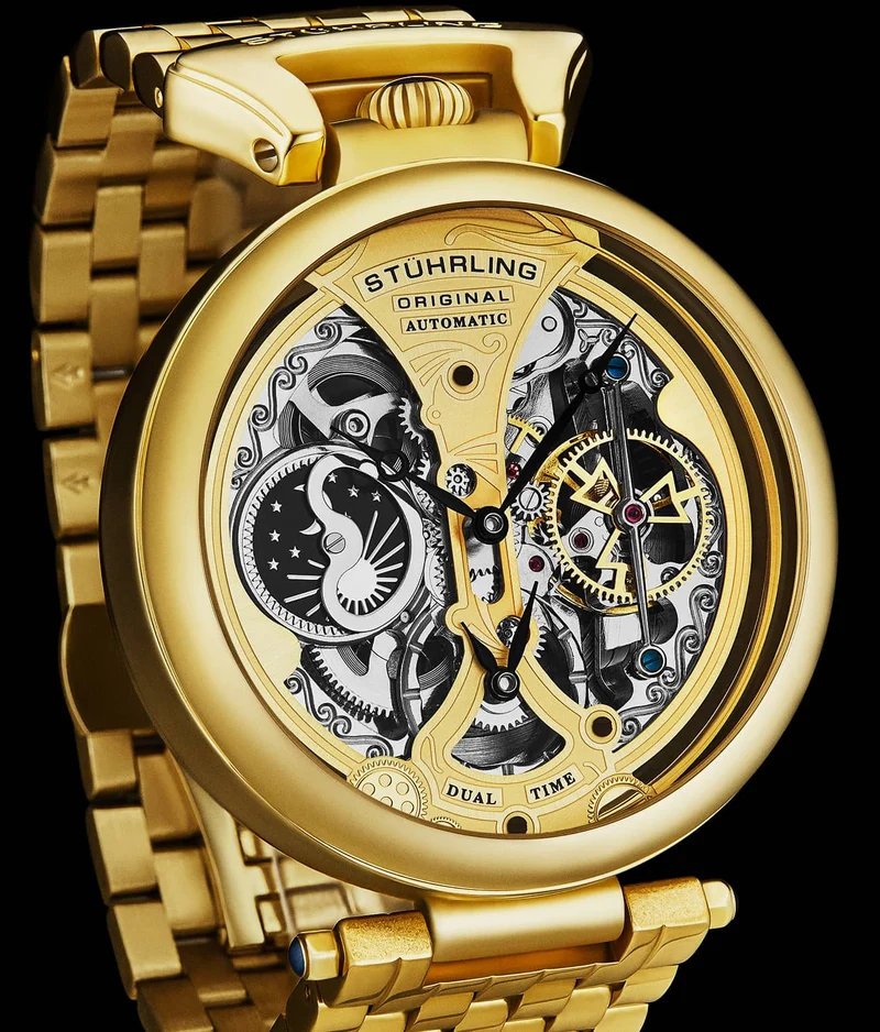 Stührling Emperor's Grandeur 4003 Dual Time Automatic 46mm Skeleton