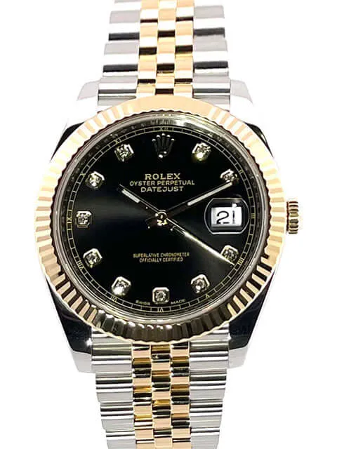 Rolex Datejust 41 Edelstahl Gelbgold 126333 Schwarz DIA Jubile-Band