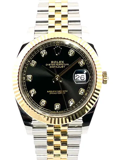 Rolex Datejust 41 Edelstahl Gelbgold 126333 Schwarz DIA Jubile-Band