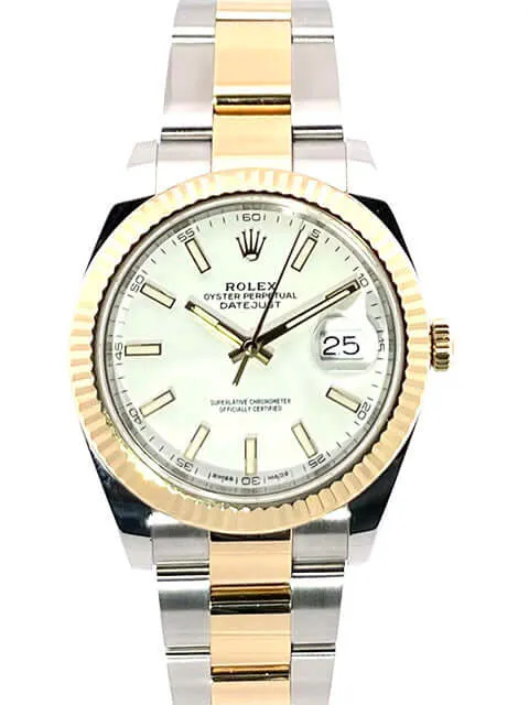Rolex Datejust 41 Edelstahl Gelbgold 126333 Weiß
