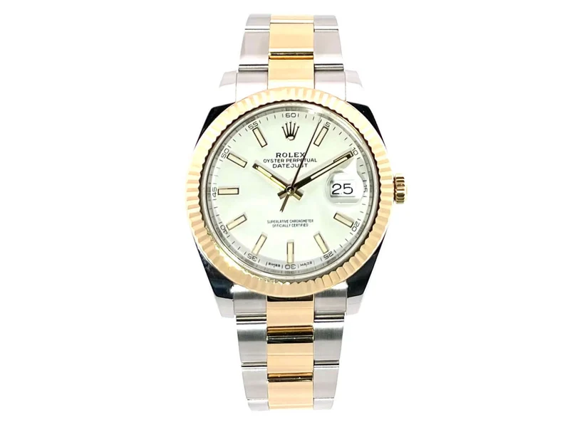 Rolex Datejust 41 Edelstahl Gelbgold 126333 Weiß